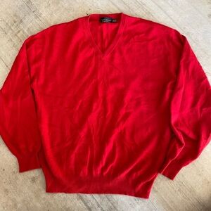 Lux Cashmere | Red V-neck 100% Cashmere Sweater Medium